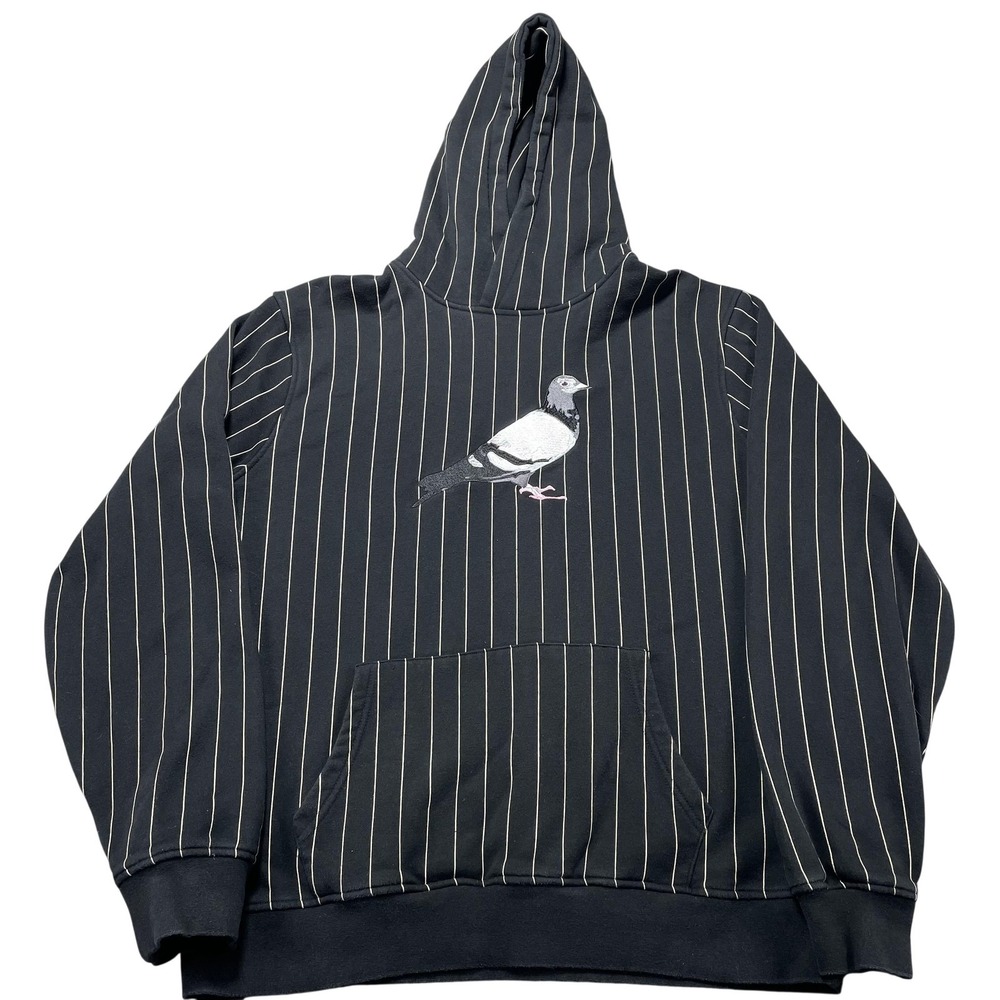 Staple Hoodie Mens Large Black Pinstripe Pigeon Fleece Pullover Sweatshirt
